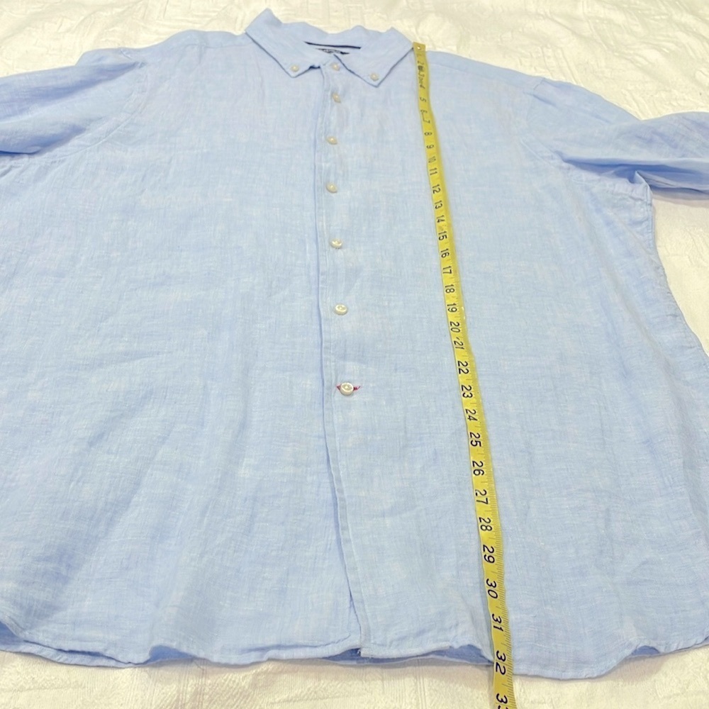 Men’s Linen CREMIEUX Classics Button Up Dress Shirt Light Blue Size X-Large - Picture 11 of 12